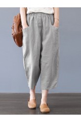 Harem Pants Solid Color Loose Cotton Casual Thin Capris