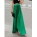 Pleated Solid Color Casual Maxi Skirt