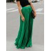 Pleated Solid Color Casual Maxi Skirt