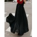 Pleated Solid Color Casual Maxi Skirt