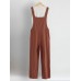 Waist Drawstring Pockets Straps Jumpsuit