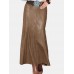 Solid Color PU Leather High Waist Skirt For Women