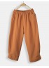 Casual Solid Color Elastic Waist Loose Pants With Pocket