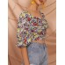 Vintage Floral Print Square Collar Puff Sleeve Crop Tops