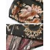 Vintage Ethnic Floral Print Square Collar Puff Sleeve Irregular Crop Top