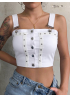 Strap Buckle Short Paragraph Navel Women's Crop Top