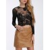 Sexy Long Sleeves Embroidered Lace Women Crop Top