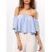 Solid Color Strapless Off-shoulder Crop Tops