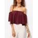 Solid Color Strapless Off-shoulder Crop Tops