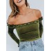 Sexy Off-the-shoulder Long Sleeve Crop Top