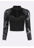 Sexy Lace Patchwork Bodycon Long Sleeve Women Crop Tops