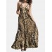 Leopard Print Halter Backless Sexy Maxi Dress For Women