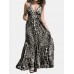 Leopard Print Halter Backless Sexy Maxi Dress For Women