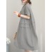 Crew Neck Short Sleeve Soild Color Casual Dress