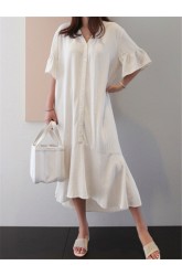 Vintage Summer Party Evening Beach Kaftan Ruffle Dress