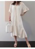 Vintage Summer Party Evening Beach Kaftan Ruffle Dress