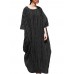 Stripe Loose Half Sleeve Vintage Maxi Dress For Women