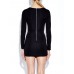 Sexy Hollow Long Sleeve V-neck Women Mini Dress