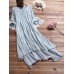 Vintage Print Patchwork V Neck Maxi Dress With Pockets