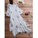 Vintage Print Patchwork V Neck Maxi Dress With Pockets