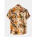 Mens Vintage Floral Oil Printting Short Sleeve Shirts