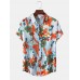 Mens Vintage Floral Oil Printting Short Sleeve Shirts