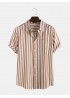 Mens Brief Style Stripe Printed Casual Breathable Short Sleeve Shirts