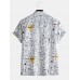 Men Fun Cartoon Animal Doodle Beach Short Sleeve Shirt