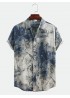 Mens Chinese Style Abstract Printing Short Sleeve Loose Casual Shirts