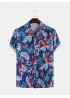 Mens Hawaiian Style Coco Leaf Flower Breathable Short Sleeve Shirts