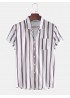 Mens Breathable Multi Color Stripe Chest Pocket Short Sleeve Shirts