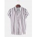 Mens Breathable Multi Color Stripe Chest Pocket Short Sleeve Shirts