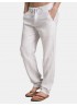 Mens Summer Thin Cotton Breathable Quick-drying Drawstring Casual Straight Pants