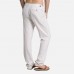 Mens Summer Thin Cotton Breathable Quick-drying Drawstring Casual Straight Pants