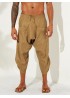 Mens Corduroy Casual Ethnic Style Calf-Length Loose Drawstring Harem Pants