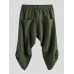 Mens Corduroy Casual Ethnic Style Calf-Length Loose Drawstring Harem Pants