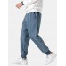 Men Retro Shadowless Wall Beam Feet Solid Nine Points Jeans