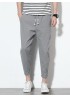 Mens Cotton Linen Solid Color Slim Fit Casual Pants