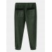 Mens Chinese Style Corduroy Solid Color Multi Pockets Ankle Banded Pants