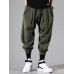 Mens Casual Fashion Vintage Solid Color Drawstring Suede Harem Pants