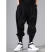 Mens Casual Fashion Vintage Solid Color Drawstring Suede Harem Pants