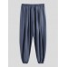 Mens Casual Fashion Vintage Solid Color Drawstring Suede Harem Pants