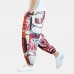 Mens Ethnic Printed Drawstring Loose Harem Pants