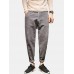 Mens Plain Corduroy Embroidery Button Zipper Straight Pants