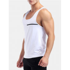 Mens Quick-drying Line Printed Slim Fit Vest Fitness Training Sport Tank Tops