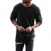 Mens Knit Sweater Solid Color Long-Sleeved O-Neck Regular Fit Casual T-shirt