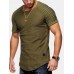 Mens Summer Breathable Solid Color Irregular Hem O-neck Short Sleeve Slim Casual T Shirt