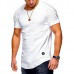 Mens Summer Breathable Solid Color Irregular Hem O-neck Short Sleeve Slim Casual T Shirt