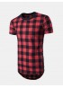 Mens Plaid Pattern Round Neck Short Sleeve T-shirt