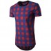 Mens Plaid Pattern Round Neck Short Sleeve T-shirt